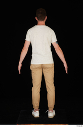 Whole Body Man White Casual Shirt Trousers Slim Standing Studio photo references